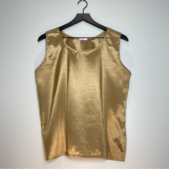 Thai Silk Tops - THAI SILK Women's  Beautiful Tank Top Shirt Bronze Gold Size Large